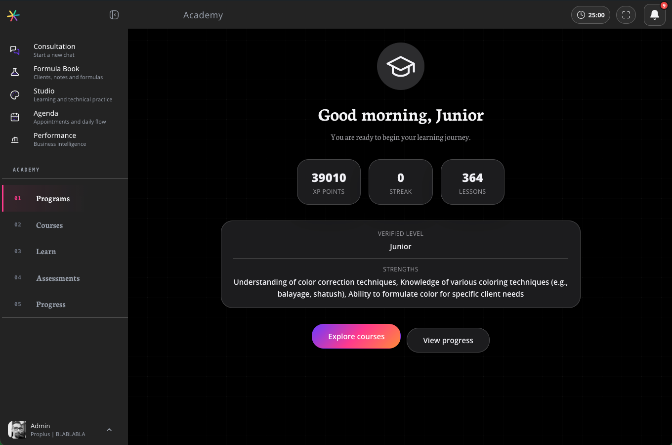 Studio Academy app preview